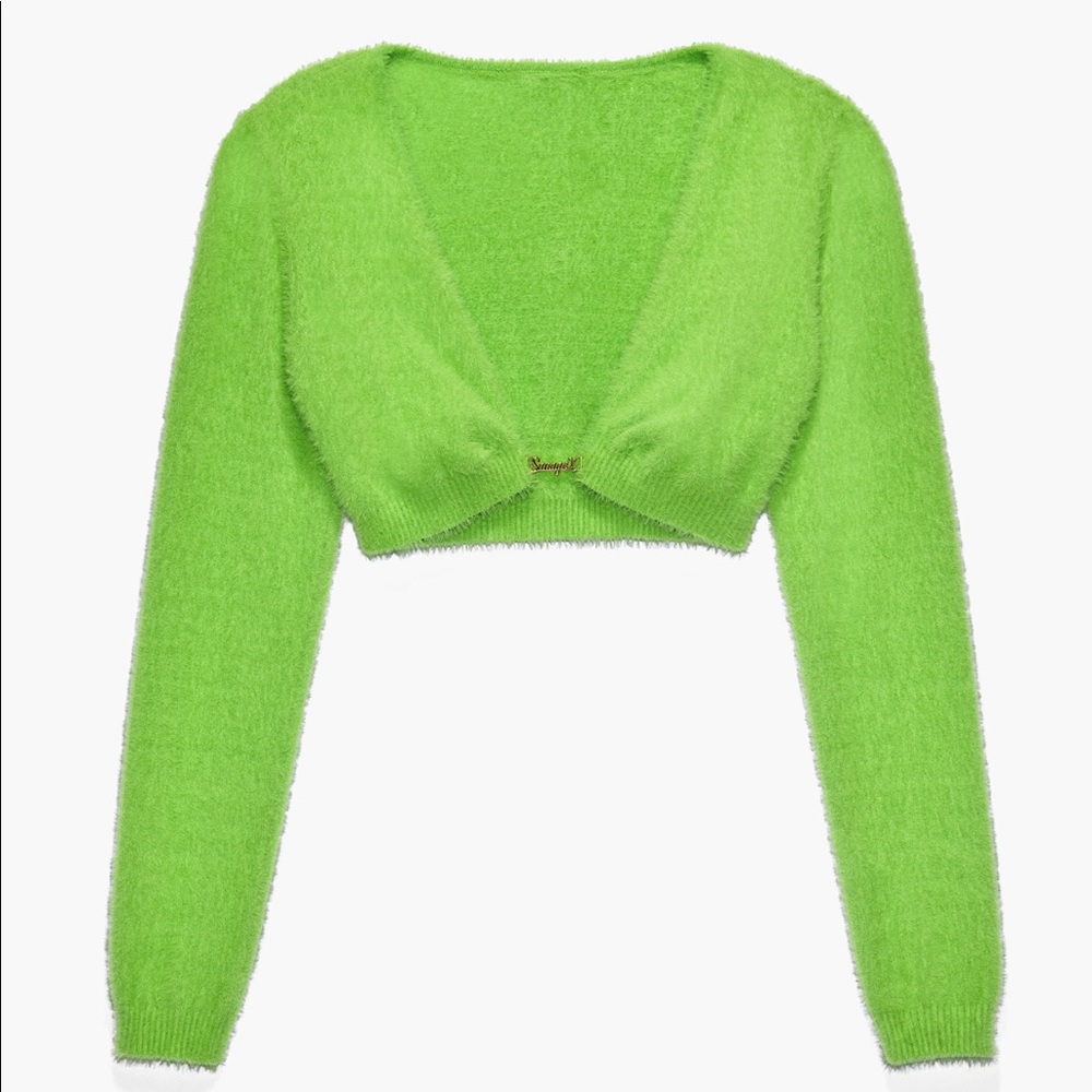 Savage X Fenty Fluff It Up Kelly Green Crop Top - Picture 3 of 8